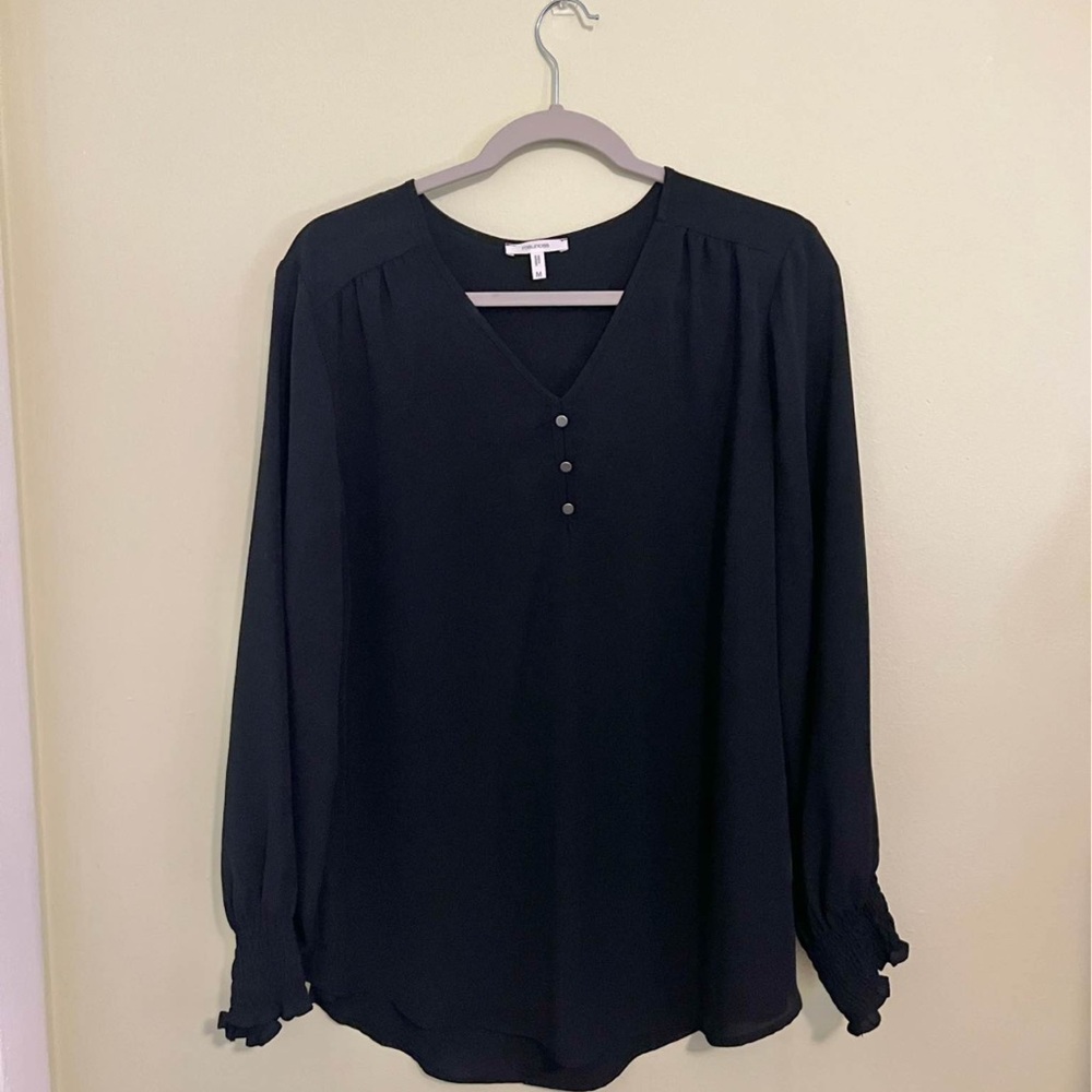 Maurices Black V-Neck Blouse with Button Accents